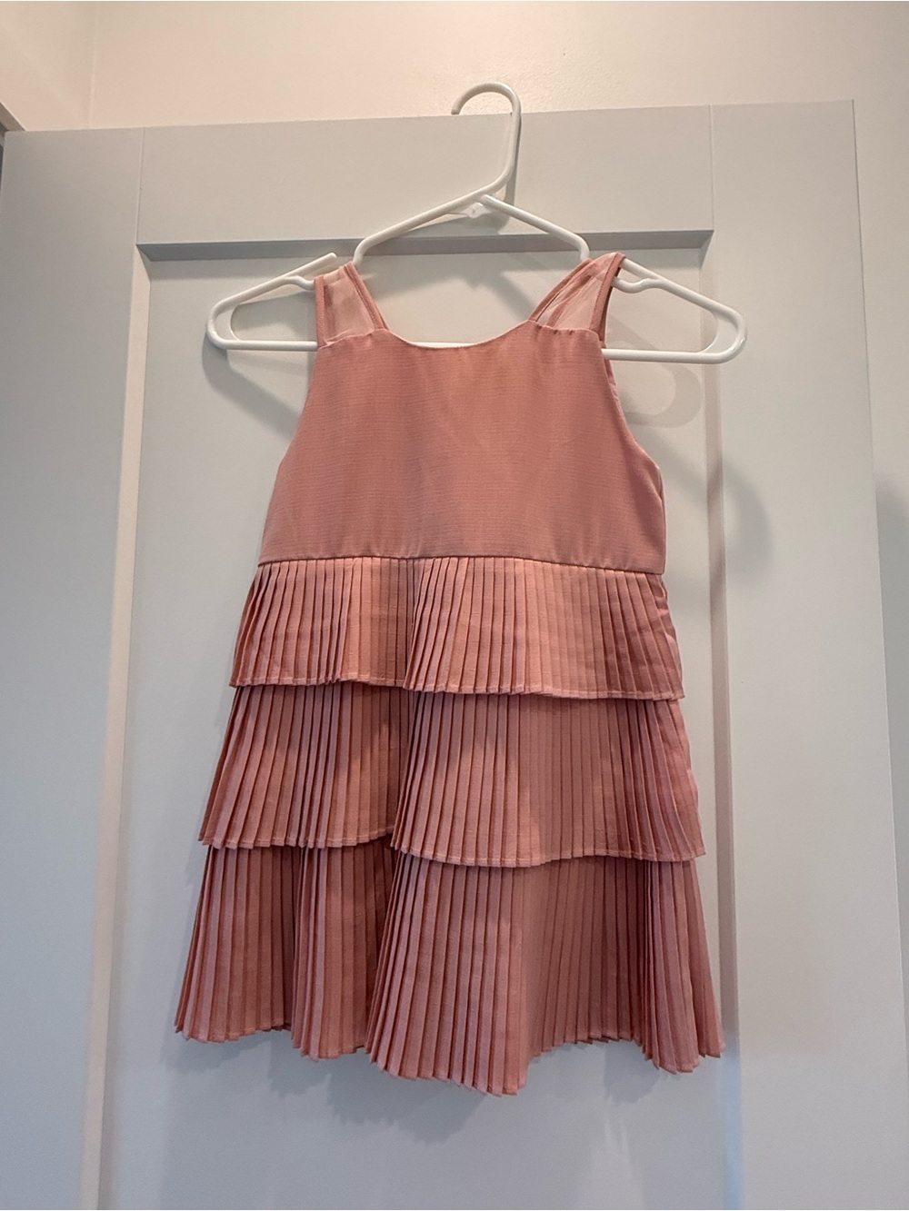 Girls Tiered Pleated Dress - Dusty Rose